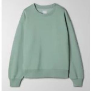 TNA COZYAF FLEECE BOYFRIEND CREW RELAXED SWEATSHIRT SIZE 1 GREEN EUC ARITZIA